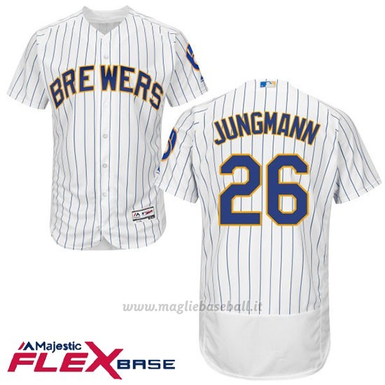 Maglia Baseball Uomo Milwaukee Brewers Taylor Jungmann Bianco Autentico Collezione Flex Base